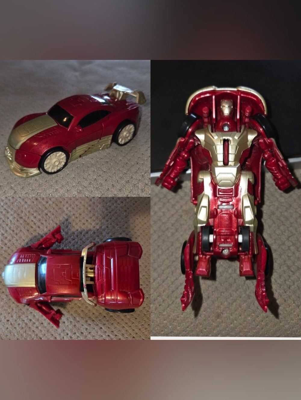 The Iron Man 3 Motorized Battle Charger features an automatic, spring-loaded
